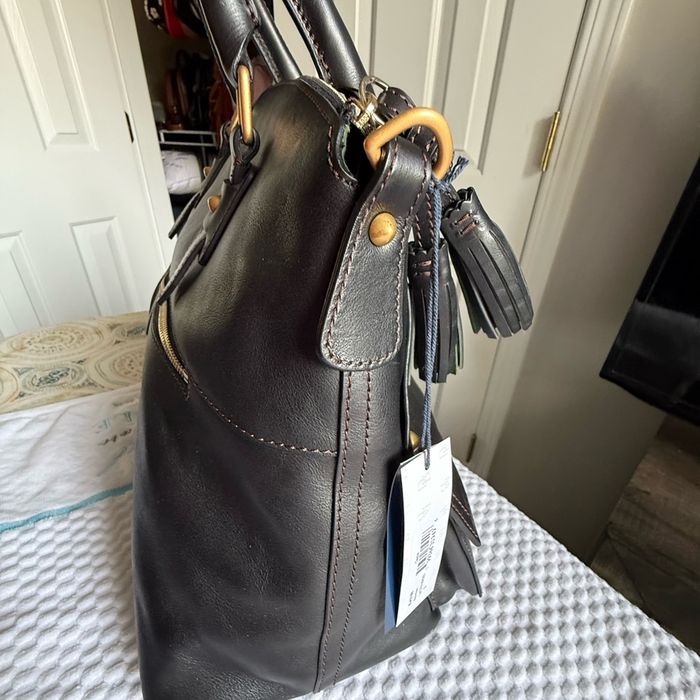 Dooney & Bourke Black Florentine Leather Clayton Satchel - Picture 3 of 5